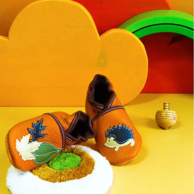Chaussons ~ Hérisson & Feuilles