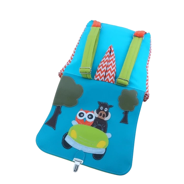 Sac "Maternelle" ~ Chouette & sanglier en voiture