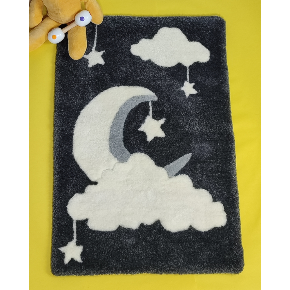 tapis tufté Lune nuages, fait main, les ateliers de lune, moselle , label MOSL, sarrebourg, troisfontaines