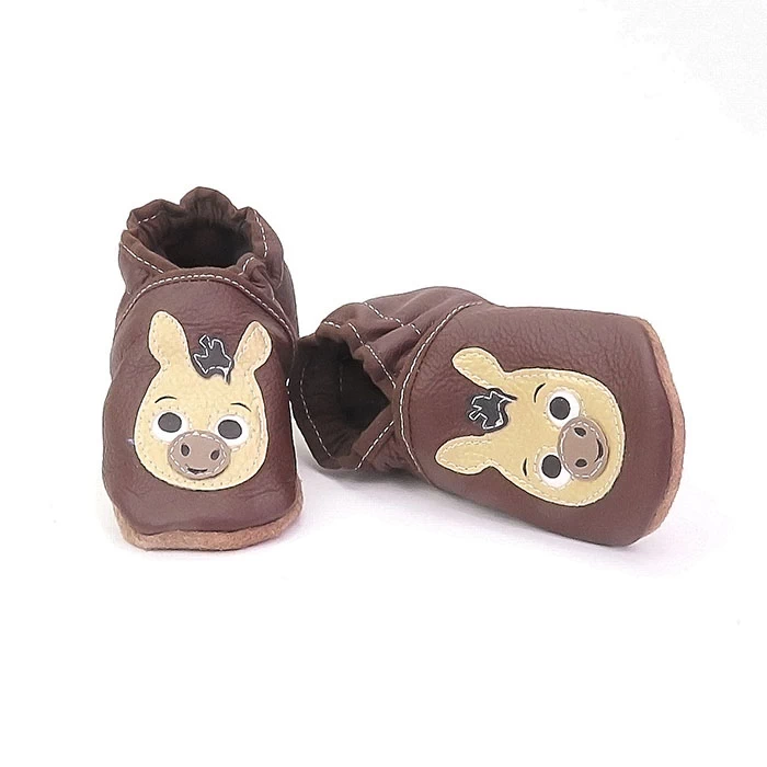 Chaussons cuir souple made in France thème âne