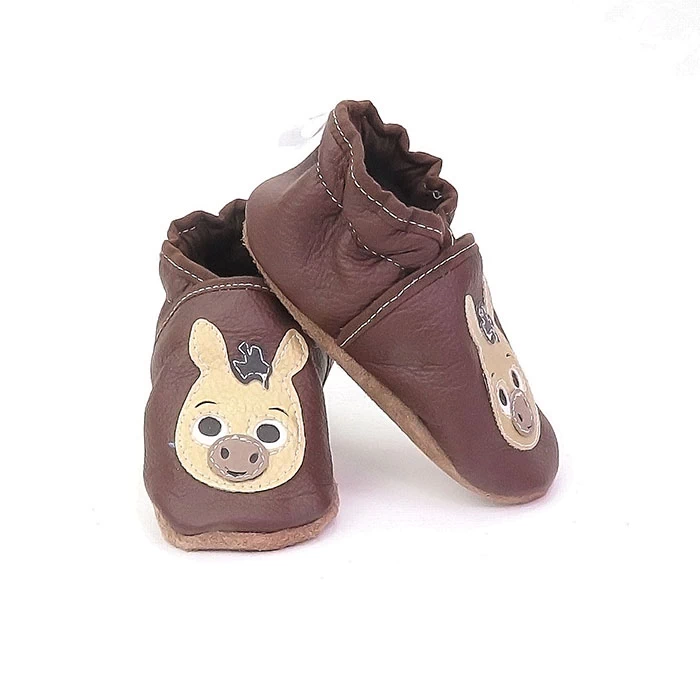 Chaussons cuir souple made in France thème âne
