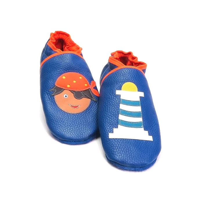 chaussons cuir souple le pirate et phare