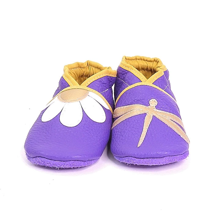 Chaussons cuir souple - Libellule & Pâquerette