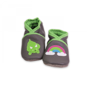 Chausson cuir Triceratops vert
