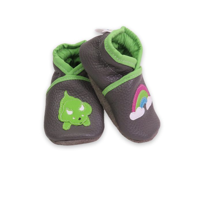 Chausson cuir Triceratops vert