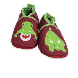 Chaussons cuir souple framboise - Dino 29/30