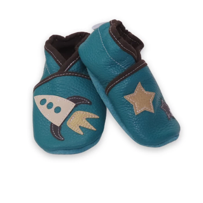 chausson souple émeraude fusée et étoiles 19/20