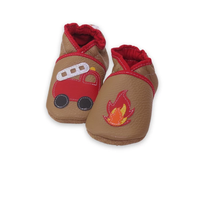 Chaussons cuir souple cappuccino - Pompier 21/22