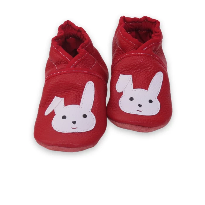 Chaussons cuir souple rouge - Lapinou 21/22