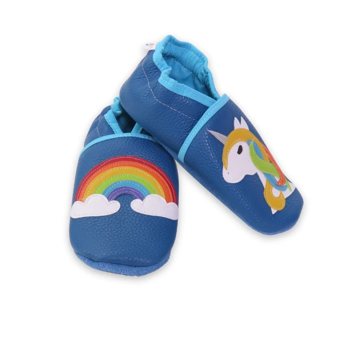 chausson souple licorce et arc en ciel fond bleu 31/32