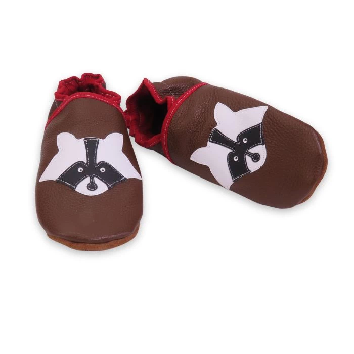 chaussons souple en cuir marron raton