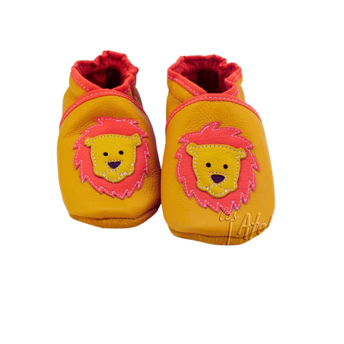Chaussons cuir souple - Lion