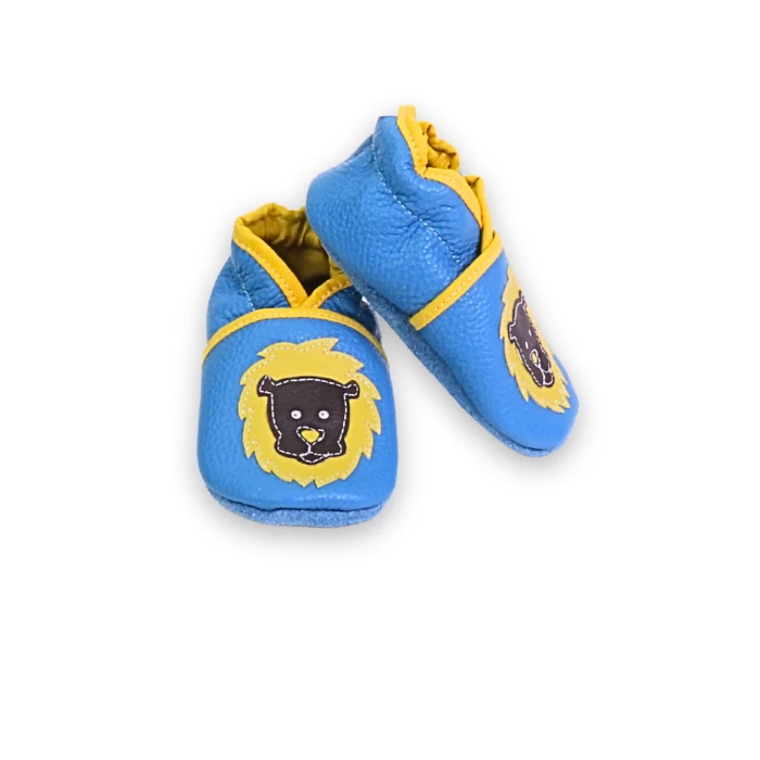 chaussons souple en cuir lion