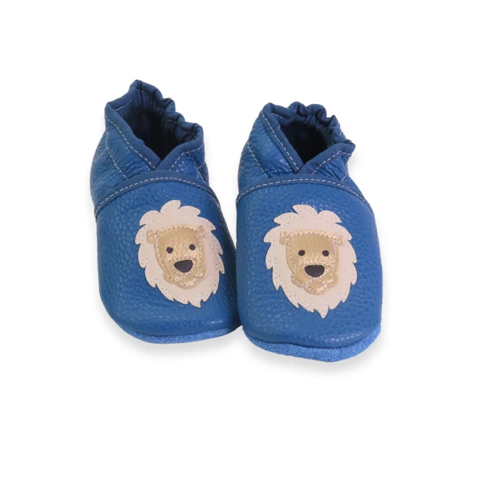 chaussons souple en cuir bleu Lion 21/22