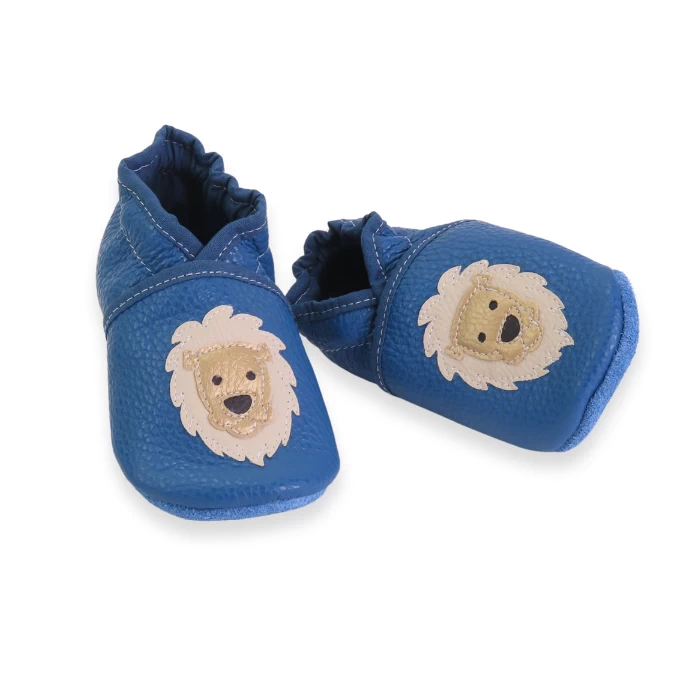 chaussons souple en cuir bleu Lion 21/22