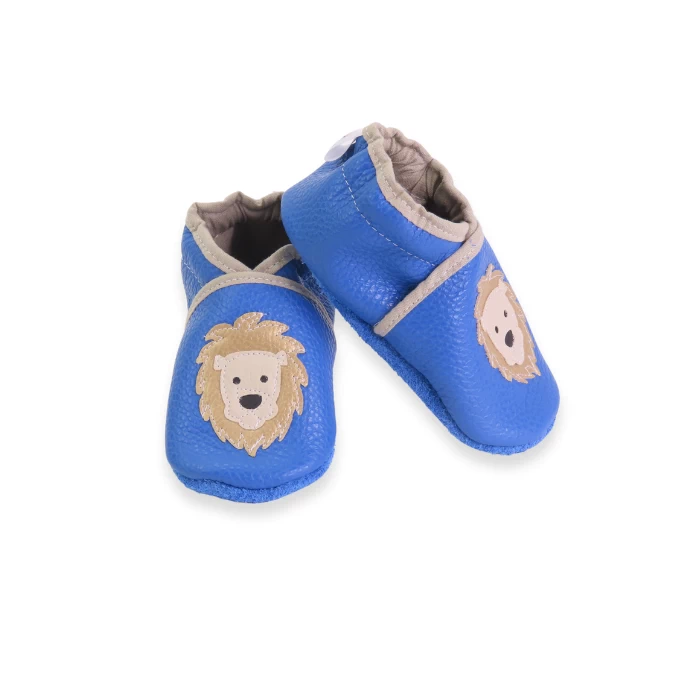 chaussons souple en cuir bleu laiteux Lion 21/22