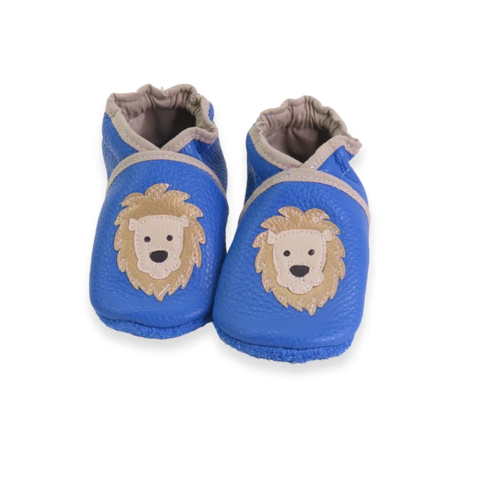 chaussons souple en cuir bleu laiteux Lion 21/22