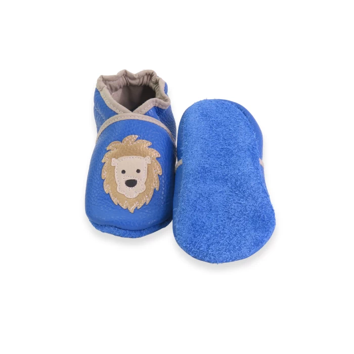 chaussons souple en cuir bleu laiteux Lion 21/22