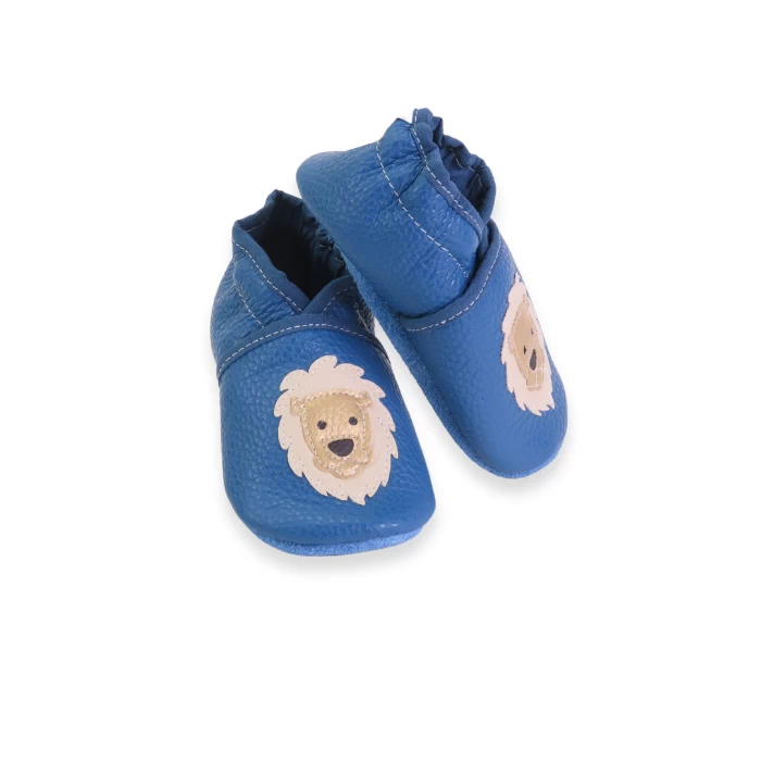 chaussons souple en cuir bleu Lion 21/22