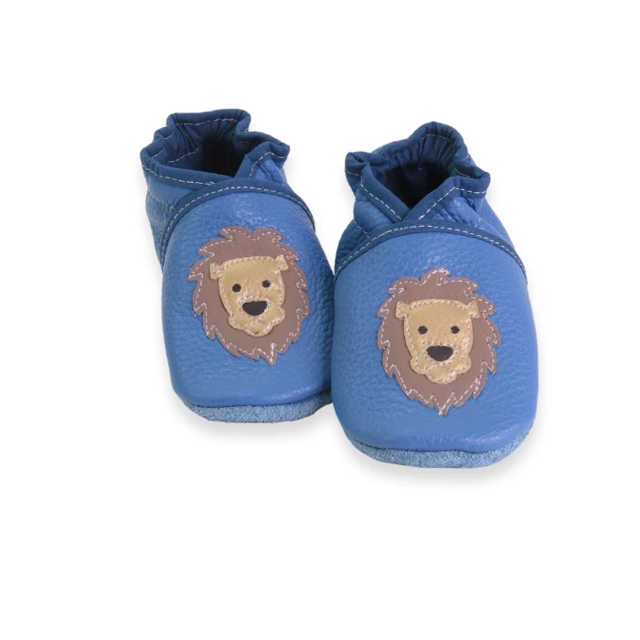 Chaussons cuir souple - Tête de Lion