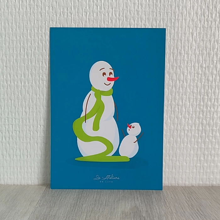 carte postale les bonhommes de neige