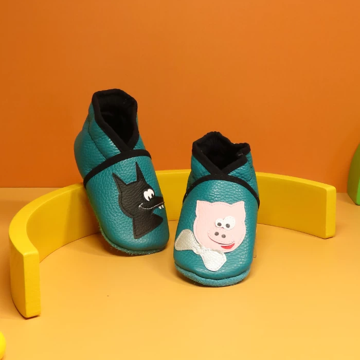 chaussons souple loup et cochon