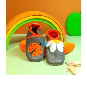 Chaussons souples en cuir gris - Coccinelle & Pâquerette 23/24