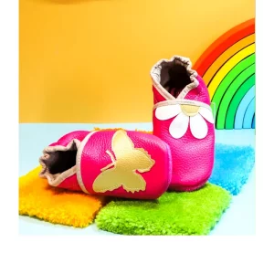 Chaussons souples en cuir rose - Papillon & Pâquerette 23/24
