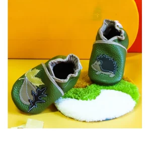 chaussons bébé en cuir kaki pointure 17/18