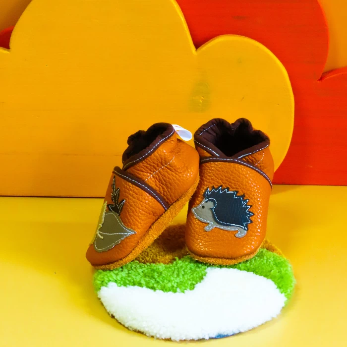 chaussons bébé en cuir orange pointure 17/18