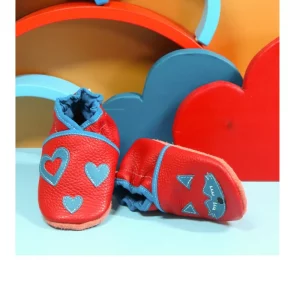 Chaussons cuir souple - Renard & Cœurs