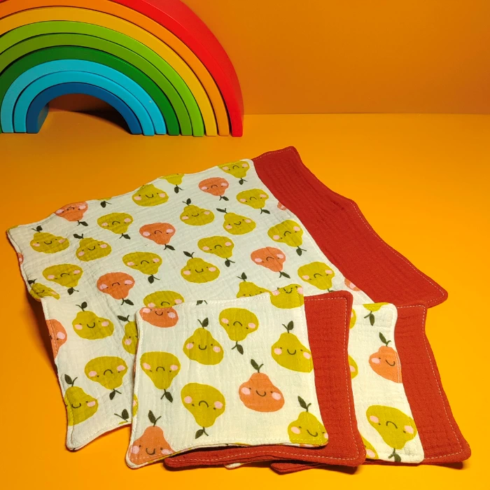 débarbouillettes double gaze format 13 cm et 25 cm